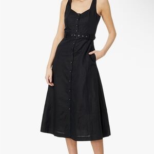 PAIGE Black Midi Dress with Elegant Silhouette